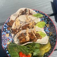 Vegan wild mushroom tacos   at Gig Shed Cafe in Isles Of Scilly