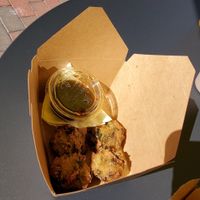 Chive cakes (to go) at Little Pig  in Portland
