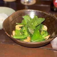 Green veggies with cashews nuts  at Romiet in Siem Reap