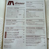 Dinner menu  at Mesa Cultural in Vila Baleira