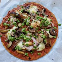 Mushrooms Vegan and GF pizza  at Farmer and The Cook Cafe in Ojai