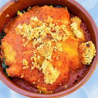 Vegan Enchilada with cashew cheese crumble  at Farmer and The Cook Cafe in Ojai