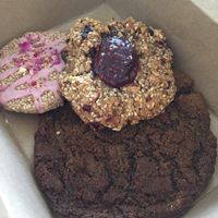 Baked goods! Rose Lavender, Birdfeeder, and Molasses cookies. I recommend all of them! at Farmer and The Cook Cafe in Ojai