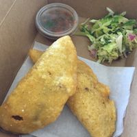 Special: mushroom empanadas. Great with the slaw. Comes with a side of rice and beans. at Farmer and The Cook Cafe in Ojai