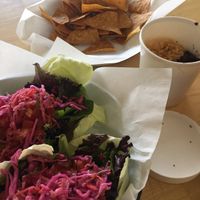 A full order with a side of chips. Filling! at Farmer and The Cook Cafe in Ojai