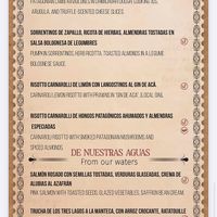 Main course menu  at La Zaina in El Calafate