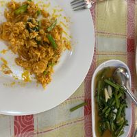 Spicy tofu fried rice and morning glory. The fried rice is very spicy and also my favourite thing here. (It was so good I almost forgot to take a picture) at Genuine Thai Food in Phuket