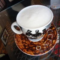 Almond milk steamer with a flavor shot :-) at Espresso Yourself Cafe in Newport