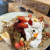 matcha waffles  at Little Bird Kitchen in Auckland