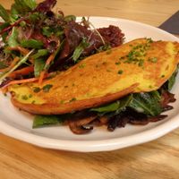 chickpea omlet with greens at Little Bird Kitchen in Auckland