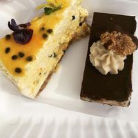 passion fruit cheesecake and cookies and cream slice at Little Bird Kitchen in Auckland