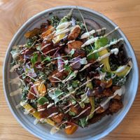Kale and tempeh caesar salad at Little Bird Kitchen in Auckland