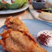 Courgette flower stuffed with macadamia ricotta at Little Bird Kitchen in Auckland