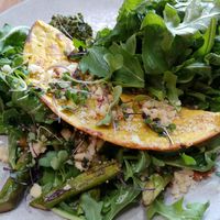 Asparagus Chickpea Omelette at Little Bird Kitchen in Auckland
