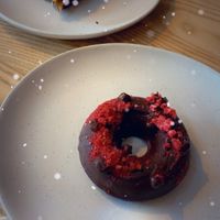 Donut and a banana Caramel slice at Little Bird Kitchen in Auckland