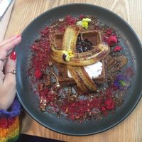 banana waffles  at Little Bird Kitchen in Auckland