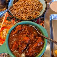 Gobi Manchurian (gravy) with fried rice at Mirchi - Indian Street Food in Winter Garden