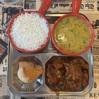 rice, dal, samosa, gobi manchurian  at Mirchi - Indian Street Food in Winter Garden