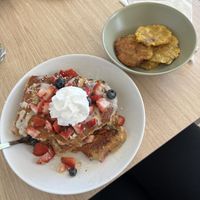 Carrot French toast and tostones   at VGarden Caffé in Luquillo
