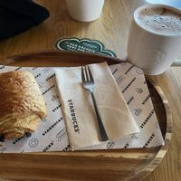 Coffee and croissant  at Starbucks in Koblenz