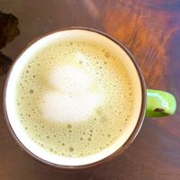 Matcha latte with almond milk  at Casa del Café in Huatulco