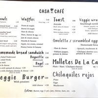 Food menu  at Casa del Café in Huatulco
