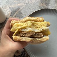 Vegan Breakfast sandwich (sorry it’s half eaten lol but it was too tasty to wait!)   at Witness Coffee Roasters in Eureka