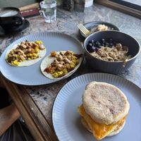 breakfast tacos, overnight oats, sando  at Witness Coffee Roasters in Eureka