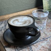 hojicha latte with oat  at Witness Coffee Roasters in Eureka