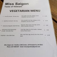 Vegetarian menu @ Miss Saigon at Miss Saigon in Christchurch