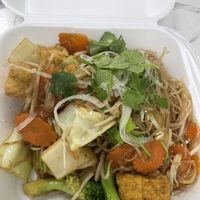 Vegetarian stir fry noodles (Pho Xao Rao) with tofu   at Pho Gulf Breeze in Gulf Breeze