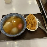 Ginger syrup, tofu pudding, sesame and red bean dumplings, fried doughh  at Ting Ting - ถิงถิง in Chanthaburi