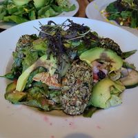 raw croquettes with salad at Bio Solo Organico in Buenos Aires