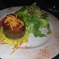 raw 'burger' main dish at Bio Solo Organico in Buenos Aires