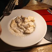 Yummy mushrooms and cream penne at Cupt'or in Brasov