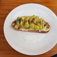Avocado hummus toast (divine) at May and Mark Restaurant in Krabi