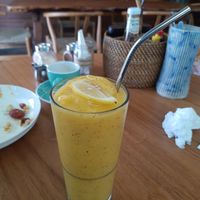 Mango passionfruit shake (great!) at May and Mark Restaurant in Krabi