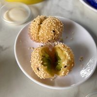 Sesame balls filled with pandan and white bean pastee  at WahKee Dim Sum in Ipoh