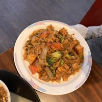 Stir fry with tofu and wide noodles   at Chopstix  in Statesville