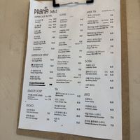 menu  at Prana Table in Seoul