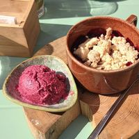 Rhubarb crumble at LAS in Lodz