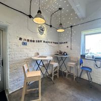 Tables inside  at Retro Burger in Tallinn