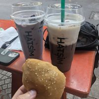 This sweet thingie was also really tasty. Drinks: sweet potato (left) and salted cashew cocoa at HATSIM in Da Nang