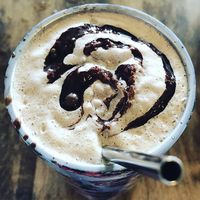 Mocha frappe with almond milk and no frappe powder  at Cafe Zippy in Everett