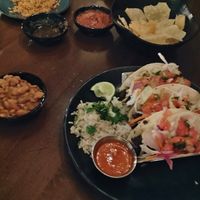 Mushroom tacos with charro beans and cilantro rice at Uncle Julio's - Annapolis in Annapolis