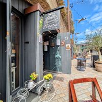 The entrance to the café at Zennoni Book and Tea Room in South East London
