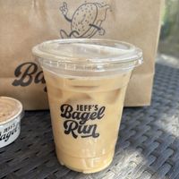 banana bread coffee with oat milk   at Jeff's Bagel Run in Orlando