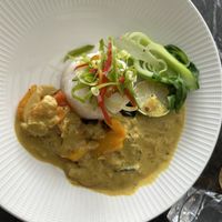 Sweet potato, aubergine and spinach Malaysian curry, coconut rice, pak choi   at The Architect in Bath