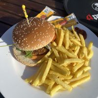 Vegan burger  at Chüestall Blausee in Riederalp