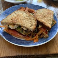 Vegan Beet Ruben with blackened Tofu. at Cafe Evergreen in Nokomis